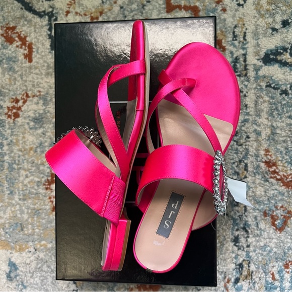 🔖SJP By Sarah Jessica Parker Jinx Embellished Toe Ring Sandals Pink Candy Stain - Picture 5 of 9